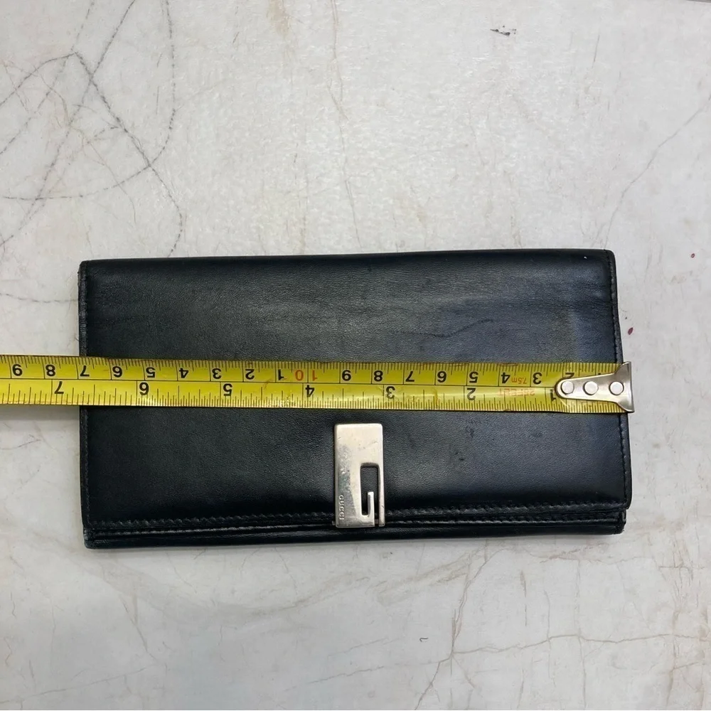 Gucci black leather vintage bling unisex wallet